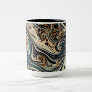 Abstract Leopard Print Swirl Two-Tone Coffee Mug