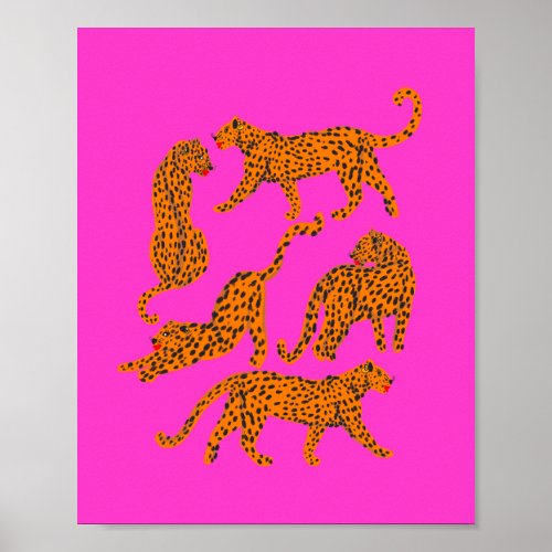Abstract leopard with red lips illustration  poster