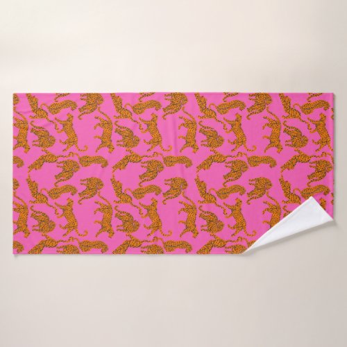 Abstract leopards with red lips and earnings  bath towel set
