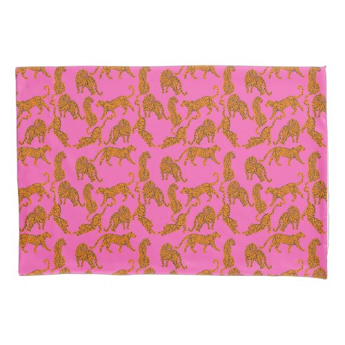 Abstract leopards with red lips and earnings  pillow case