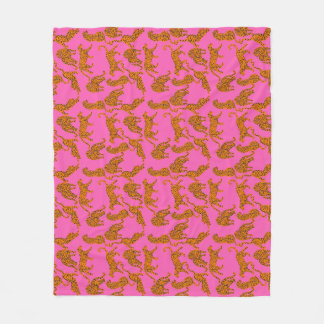 Abstract leopards with red lips and earnings  wrap fleece blanket