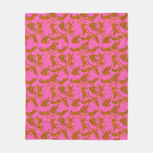 Abstract leopards with red lips and earnings  wrap fleece blanket