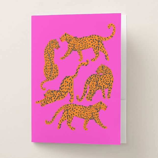 Abstract leopards with red lips illustration  note pocket folder (Front)