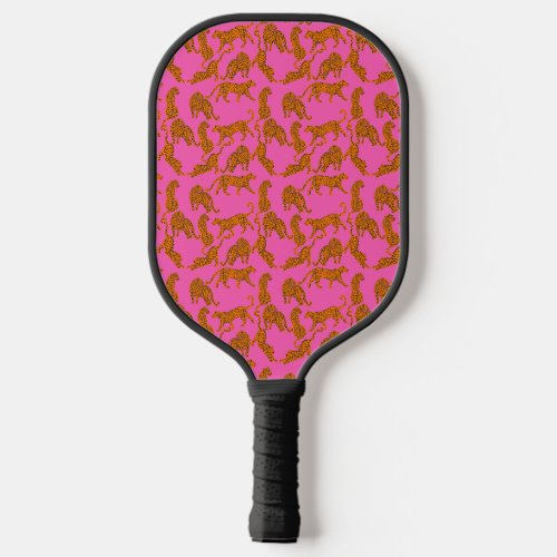 Abstract leopards with red lips   pickleball paddle