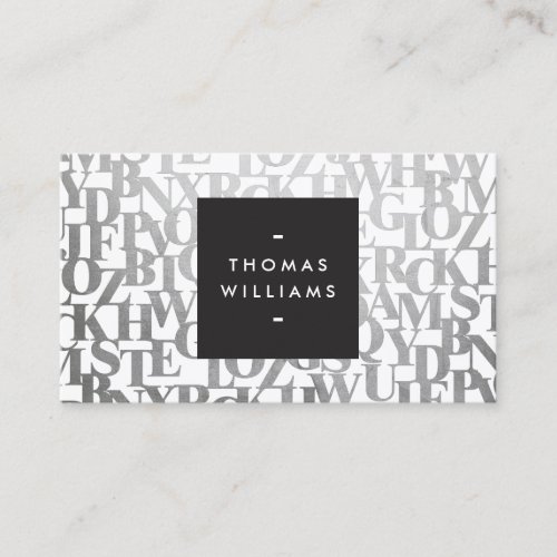 Abstract Letterforms for Authors and Writers Business Card