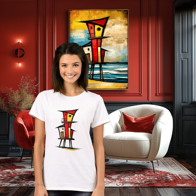 Abstract Lifeguard Tower | Expressionist Art  T-Shirt (Creator Uploaded)