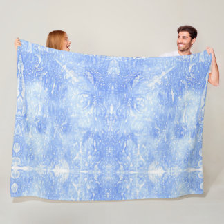 Abstract Light Blue and White Fleece Blankets