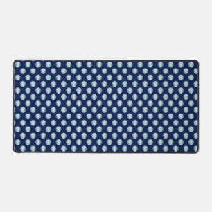 Abstract Light Blue Gems on Navy Blue Desk Mat