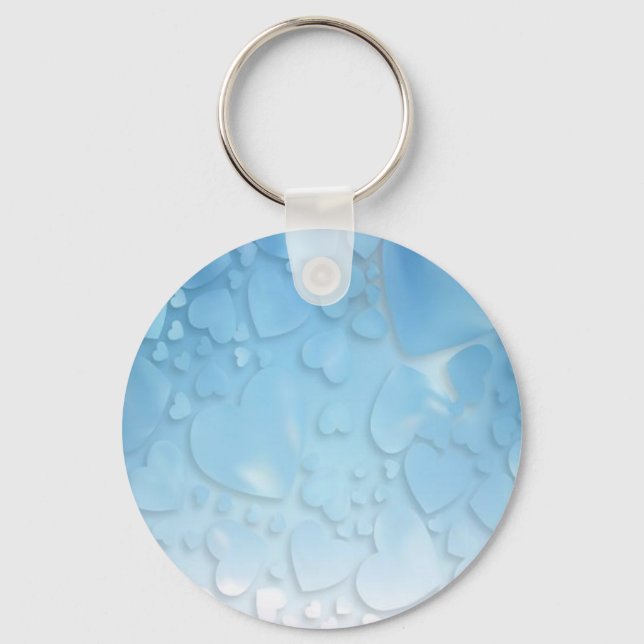 Abstract light blue hearts keychain (Front)