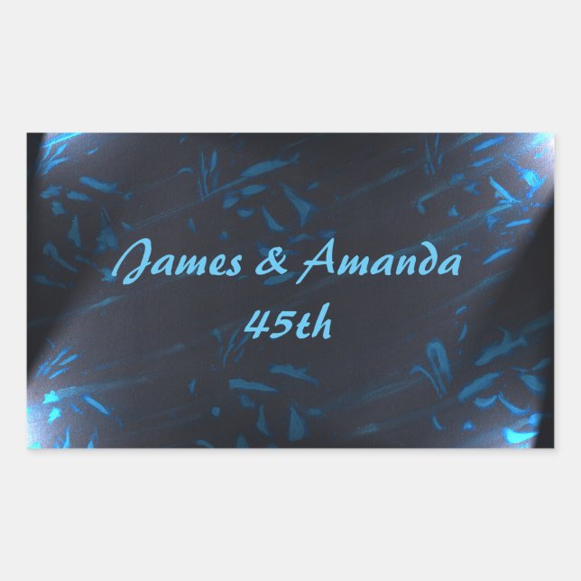 Abstract light blue on black Anniversary Stickers (Front)