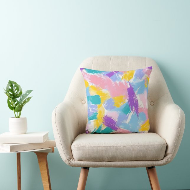 Abstract Light Colors Pattern Throw Pillow (Chair)