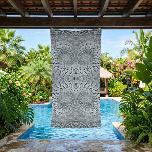 Abstract Light Gray Spiral Fractal  Beach Towel (Creator Uploaded)