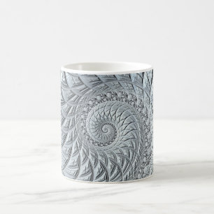 Abstract Light Gray Spiral Fractal Coffee Mug