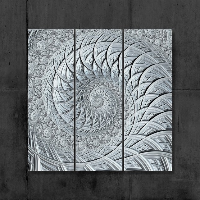 Abstract Light Gray Spiral Fractal Triptych (Creator Uploaded)