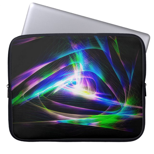 Abstract light waves and black backgroundabstract, laptop sleeve (Front)