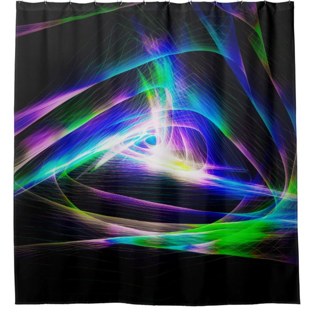 Abstract light waves and black backgroundabstract, shower curtain (Front)
