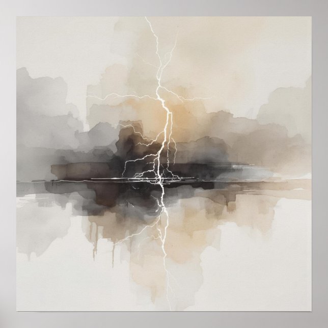 Abstract Lightning in Neutrals Print (Front)