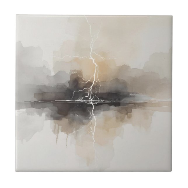 Abstract Lightning in Neutrals Print Ceramic Tile (Front)
