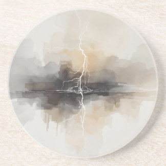 Abstract Lightning in Neutrals Print Coaster