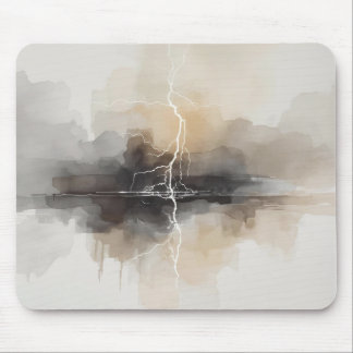 Abstract Lightning in Neutrals Print Mouse Pad
