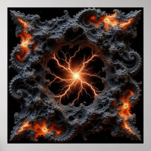 Abstract Lightning with Fiery and Textured Details Poster