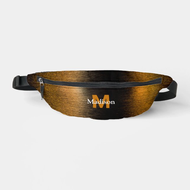 Abstract lights sea shiny bronzed Monogram Fanny Pack (Front)