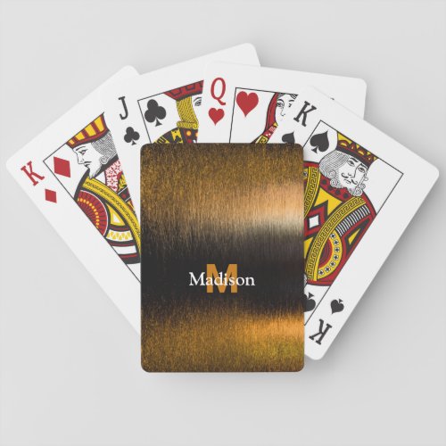 Abstract lights sea shiny bronzed Monogram Playing Poker Cards