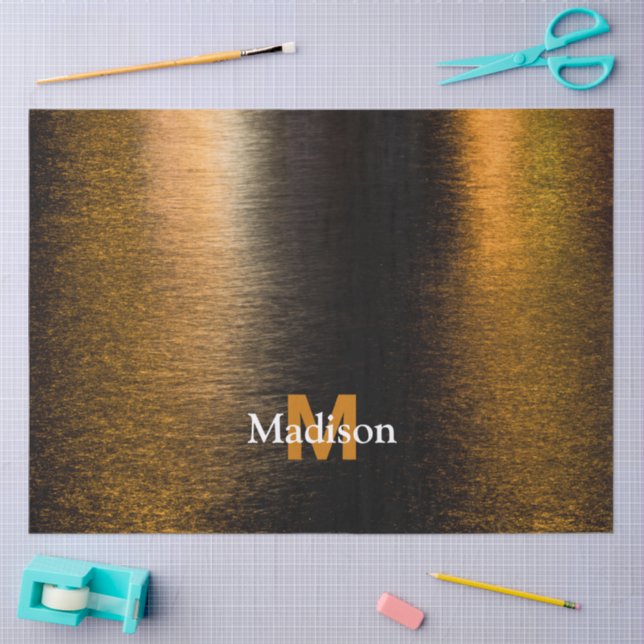 Abstract lights sea shiny bronzed Monogram Tissue Paper (Craft)