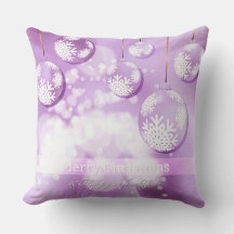 Abstract Lilac Christmas Balls Throw Pillow