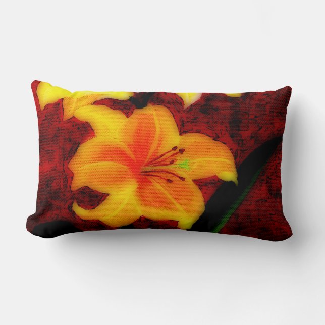 Abstract Lilly Throw PIlow Lumbar Pillow (Front)