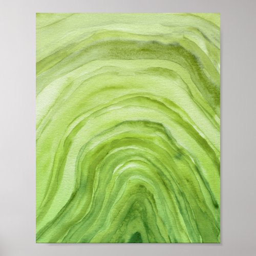 Abstract Lime Green Agate II Watercolor Art Poster