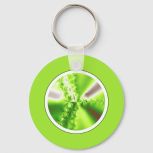 Abstract Lime Green Fractal Keychain