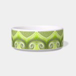 Abstract Lime Green Fractal Pattern Bowl<br><div class="desc">This pet bowl features a beautiful spiral fractal pattern in lime green and white.</div>