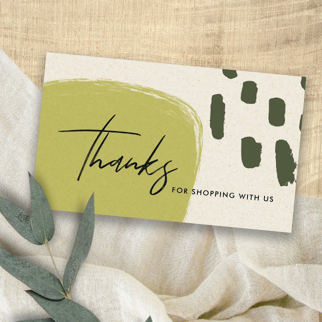 ABSTRACT LIME GREEN KRAFT SCANDI THANK YOU LOGO BUSINESS CARD (Creator Uploaded)