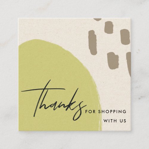 ABSTRACT LIME GREEN KRAFT SCANDI THANK YOU LOGO SQUARE BUSINESS CARD
