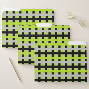 Abstract Lime Green, Silver and Black File Folder