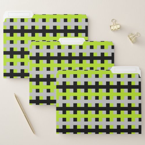 Abstract Lime Green Silver and Black File Folder