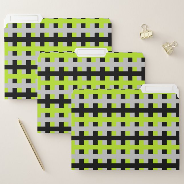 Abstract Lime Green, Silver and Black File Folder (Set)