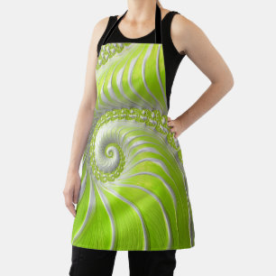 Abstract Lime Green Spiral Fractal Apron