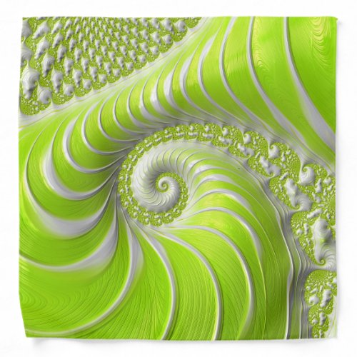 Abstract Lime Green Spiral Fractal Bandana