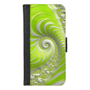Abstract Lime Green Spiral Fractal iPhone 8/7 Wallet Case