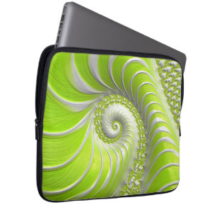 Abstract Lime Green Spiral Fractal Laptop Sleeve