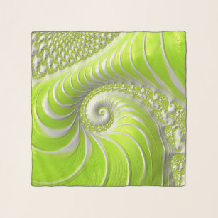Abstract Lime Green Spiral Fractal Scarf