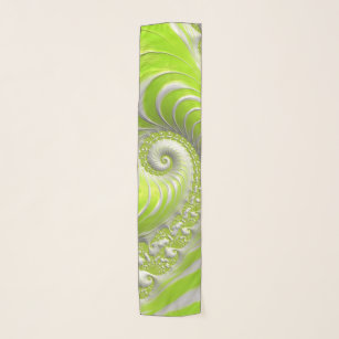 Abstract Lime Green Spiral Fractal Scarf