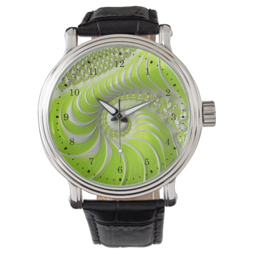 Abstract Lime Green Spiral Fractal Watch