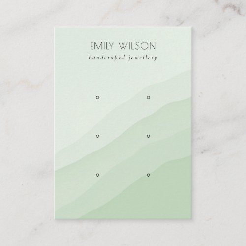 Abstract Lime Green Waves 3 Stud Earring Display Business Card