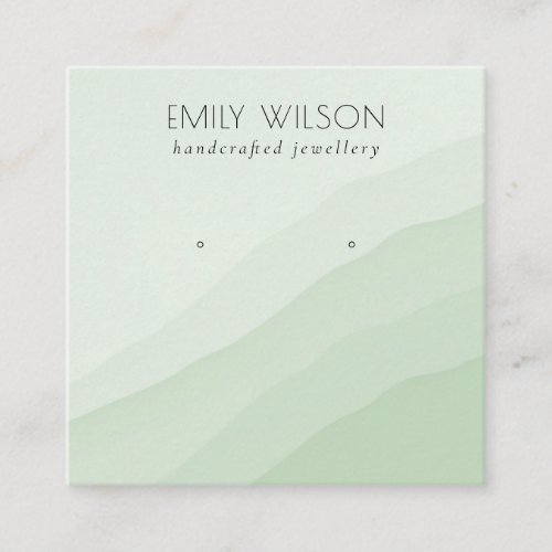 Abstract Lime Green Waves Stud Earring Display Square Business Card
