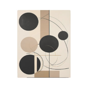 Abstract Line and Circle Modern Art in Beige
