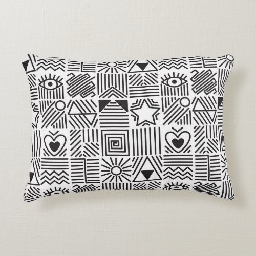 Abstract Line Art Mosaic Pattern Accent Pillow
