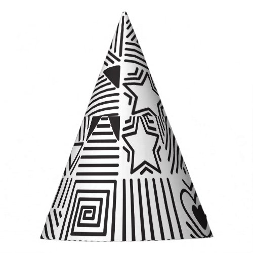 Abstract Line Art Mosaic Pattern Party Hat